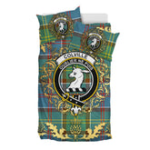 Colville Tartan Crest Bedding Set - Golden Thistle Style